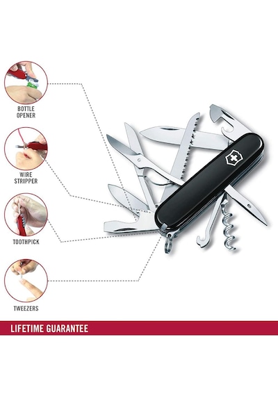 Victorinox Kamp Çakı 1.3713.3 Huntsman 15 Fonksiyon Siyah İsviçre Siyah