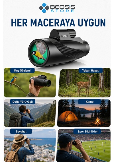 Gosky Mw2 15x52 Hd Monoküler Dürbün Bak4 Prizma, Fmc Optik, Ipx7 Suya Dayanıklı, Telefon Adaptörü