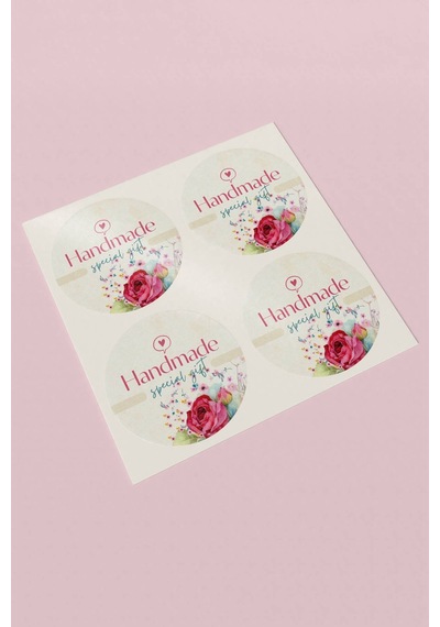 Handmade Special Gift Sticker 3x3cm St2322 Çok Renkli