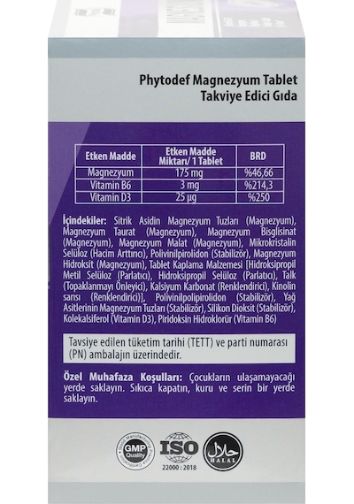 Phytodef Magnezyum Vitamin B6+D3 30 Tablet