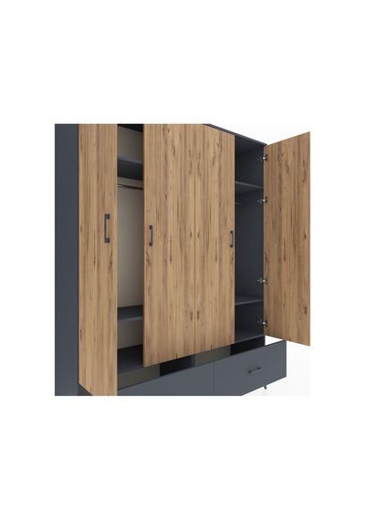 Hyperion Gardrop 6 Raflı 2 Çekmeceli 2 Askılı 176x44x221 Antrasit-çam/antrasit Çam/antrasit Hyperion Gardrop 6 Raflı 2 Çekmeceli 2 Askılı 176x44x221 Antrasit-çam/antrasit Çam/antrasit