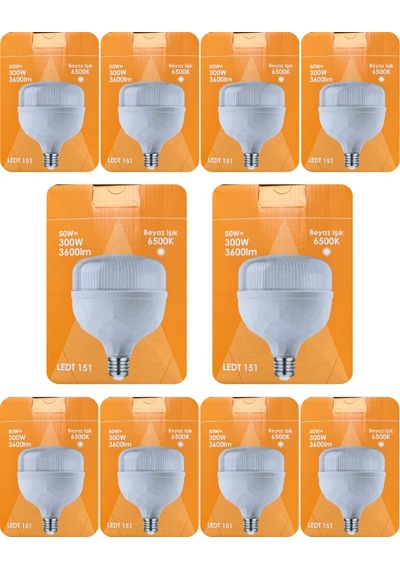 10 Adet Osaka 50w 300w Beyaz Işık E27 Duylu Kalın Duy Led Torch Ampul