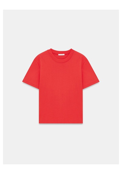 Dilvin Kadın Pamuk Bisiklet Yaka T-shirt Kırmızı - 101a30312