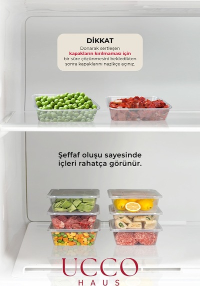 20 Adet 500ml Ekonomik Plastik Buzdolabı Dondurucu Erzak Sızdırmaz Saklama Kabı Buzluk Organizer Şeffaf