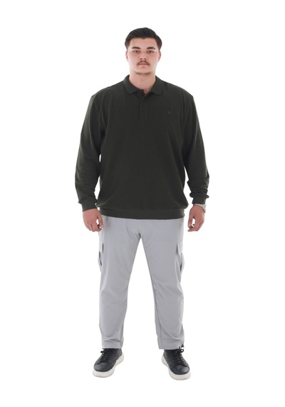 Erkek Büyük Beden 115-155 Kilo Arası İçin Uygun Uzun Kol Polo Yaka Mevsimlik Sweatshirt Haki Erkek Büyük Beden 115-155 Kilo Arası İçin Uygun Uzun Kol Polo Yaka Mevsimlik Sweatshirt Haki