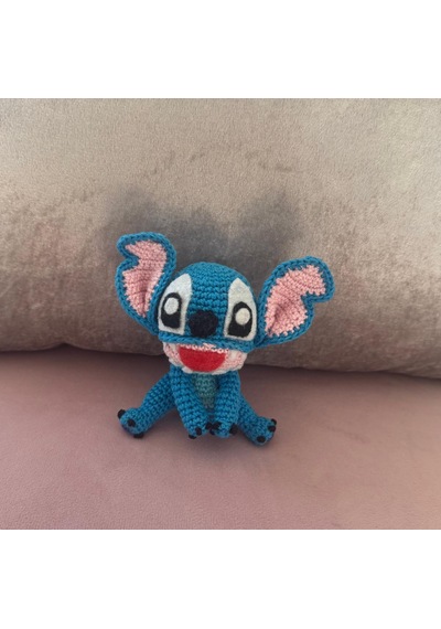 Mini Oturan Stitch Amigurumi Figür 12 Cm 001