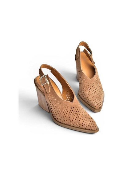 Fox Shoes Y654154702 Vizon Hakiki Deri Süet Western Topuklu Ayakkabı