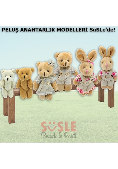 Peluş Ayıcık Anahtarlık. 9 X 5.5 Cm - Kahve Kahverengi