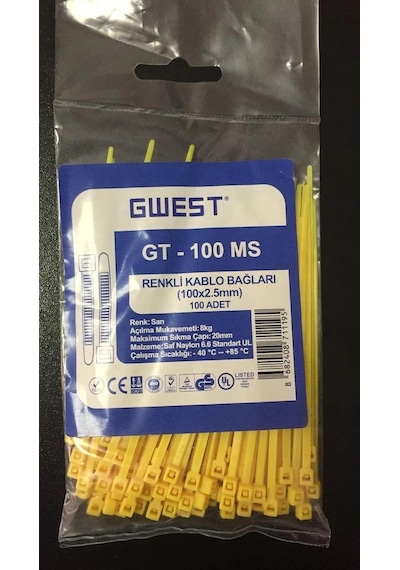 Gwest 2,5x100mm 10cm Renkli Plastik Cırt Kelepçe Kablo Bağı 4renk