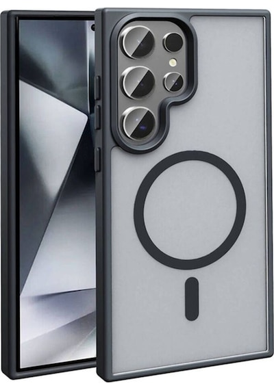 Galaxy S24 Ultra Kılıf M-safe Şarj Özellikli Mat Arka Yüzey Zore Sio Kapak Siyah