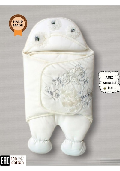 Bebek Kundağı Unisex Bebek Dış Kundak Battaniyesi Uyku Tulumu Hastane Çıkışı Kundak Battaniye Ekru