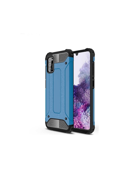 Kilifone - Samsung Uyumlu Galaxy A02s - Kılıf Çift Katman Zırh Tank Crash Military Kapak - Mavi
