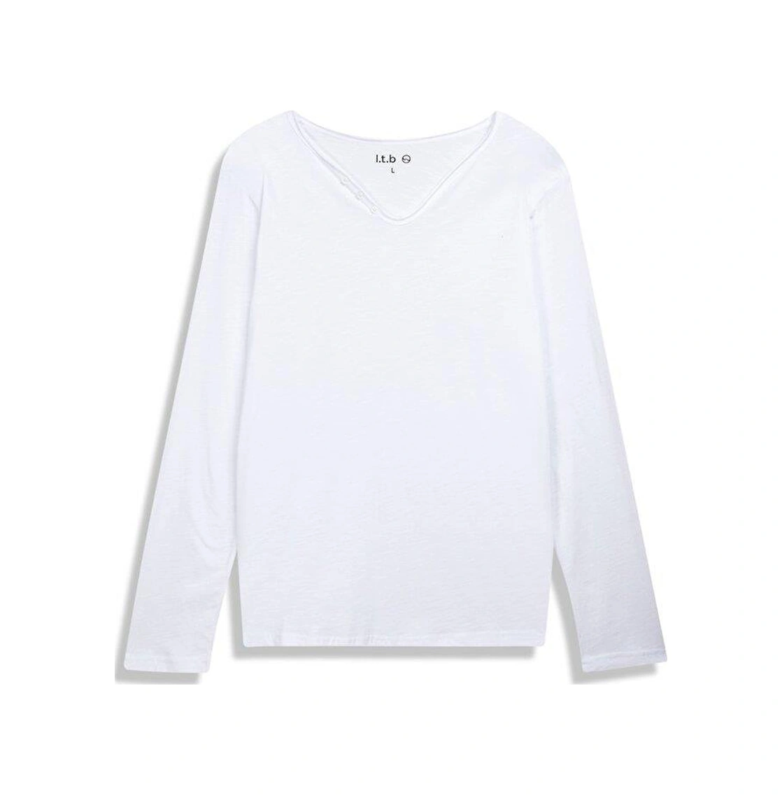 Ltb Temese Erkek Uzun Kol V Yaka T-shirt Beyaz