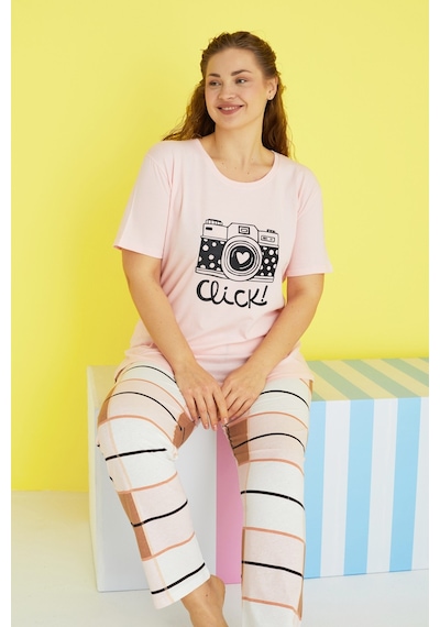 Siyah İnci Curve Büyük Beden Battal Boy Örme Pijama Takımı 24103660 Çok Renkli Siyah İnci Curve Büyük Beden Battal Boy Örme Pijama Takımı 24103660 Çok Renkli