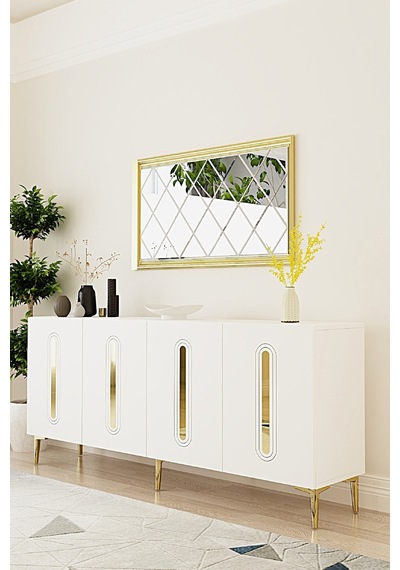 Ka1810bg Rany Konsol ,tv Sehpası Beyaz-gold 180cm