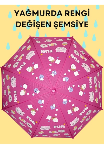 Yağmurda Rengi Değişen Fuşya Kız Çocuk Şemsiye Fuşya