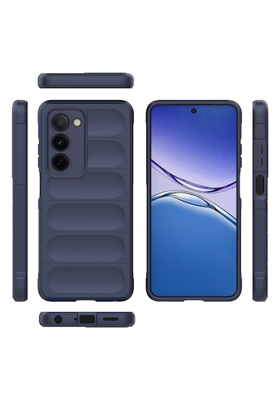 Oppo A5 Kılıf Darbe Emici Kamera Korumalı Esnek Oyuklu Arka Yüzey Tasarımlı Zore Etnik Silikon Kapak Lacivert