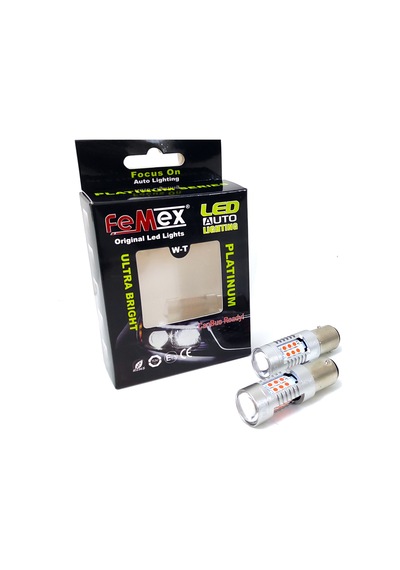 Femex  Platinum P21W-1157-15W- Çift Duy Şaşı Led Ampul Kırmızı Mer