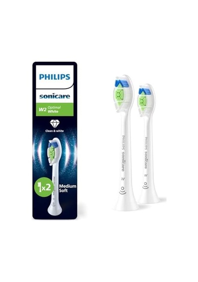 Optimal White Yedek Diş Fırçası Başlığı, 7 Kat Daha Fazla Plak Temizliği, Orta Yumuşak Fırça Başlığı, 2 Li Paket, Beyaz, Hx6062/87