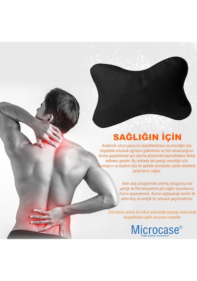 Microcase 3d Ortopedik Oto Araç Oyuncu Koltuk Bel Destek Yastığı 36x26cm 1 Adet Al4336 Siyah