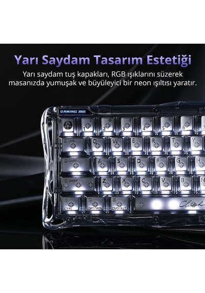 Gravastar Mercury V60 Kablolu Manyetik Gaming İngilizce Q Klavye Ve X Air Kablosuz Optik Mouse Seti,