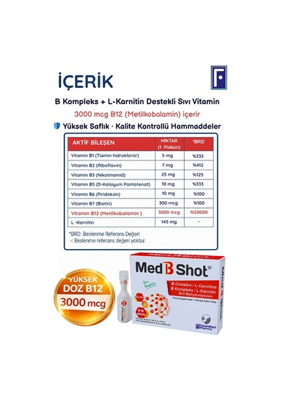 Med B Shot Kompleks B12 Metilkobalamin L-karnitin 10 Flakon
