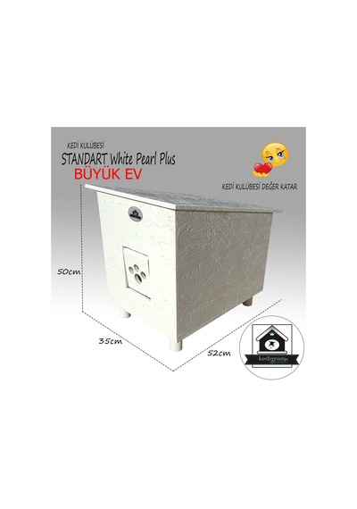 Kedigram Kedi Kulübesi Standart White Pearl Plus Kedi Evi Yağlı Boyalı