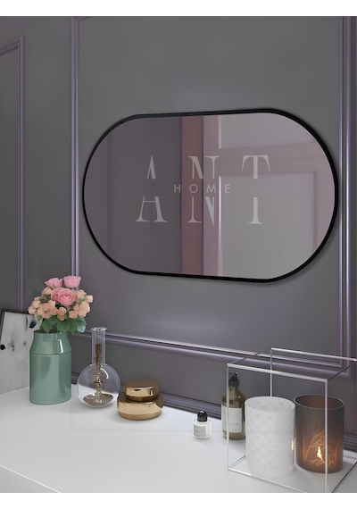 Model Alfa Dekoratif Ayna Duvar Aynası Konsol Aynası Mdf Elips Ayna 90 X 50 Siyah
