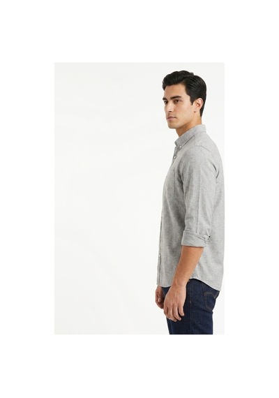 Levi's Keten Karışımlı Slim Fit Uzun Kol Erkek Gömlek Jh-0020 Açık Gri
