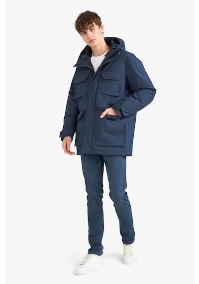 Defacto Su İtici Regular Fit Kapüşonlu Çift Cepli Fermuarlı Çıtçıtlı Mont F5701ax25wnnv175 Lacivert-nv175