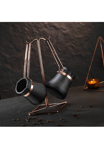 Brioni Royal Stone 3 Parça Granit Cezve Takımı Antrasit&Bakır