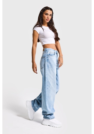 Itsbasic Kadın Ice Kot Rengi Cindy 4s6-3 Skater Fit Bol Kesim %100 Koton Denim Jean