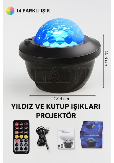 Yıldızlı Gökyüzü Gece Lambası Aurora Starlight Samsung Galaxy Uyumlu  Uyumlu Led Projektör Disko Işığı - Hoparlör