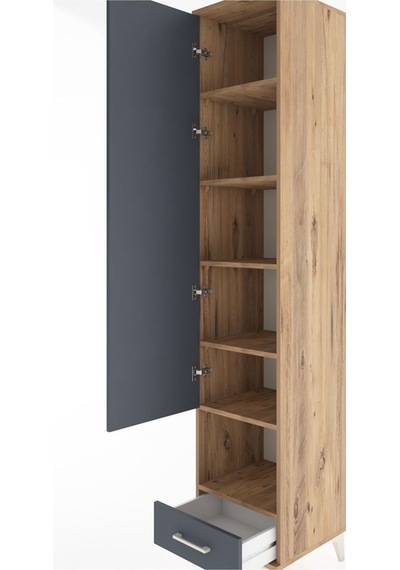 Hyperion Dolap 6 Raflı Tek Çekmeceli Tek Kapaklı 44x44x221 Ça... Çam