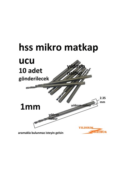 Mikro Hss Metal 1mm Matkap Ucu Kalın Sap Kıl Micro Hss Metal Uç 1