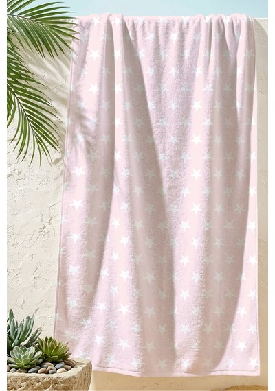 Yıldızlı Pembe Plaj Havlu Örtüsu - Pastel Modern Havuz Deniz Hızlı Kuruyan Mikrofiber Havlu Örtü Çok Renkli