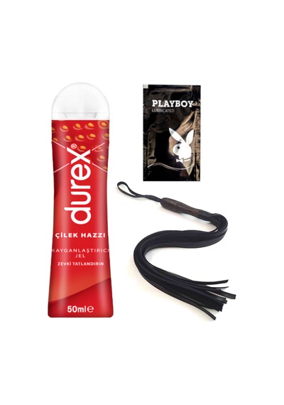 Durex Çilek Hazzı 50 Ml Jel + Siyah Püsküllü Deri Kirbaç + Hediye