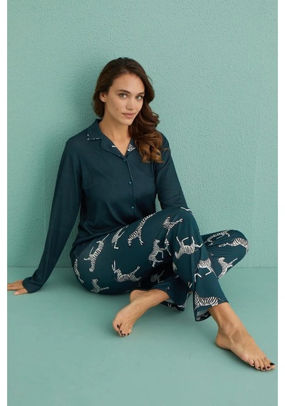 Arcan Mihra Kadın Gömlek Yaka Termal Pijama Takımı 14300/20 - 1 Adet 001