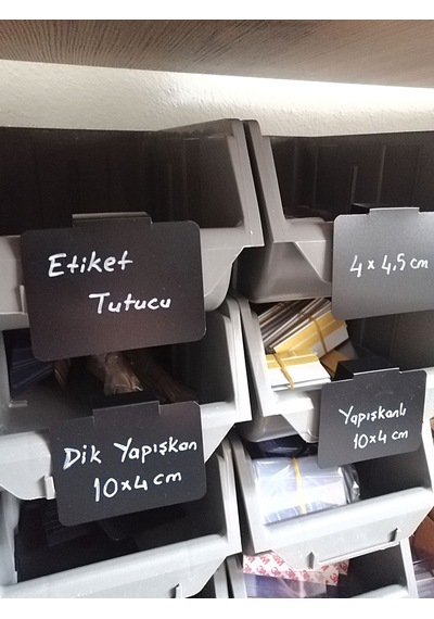 10 Adet Silinebilir Siyah Pvc Etiket 9x6 Cm 20 Mm Geçme Takma