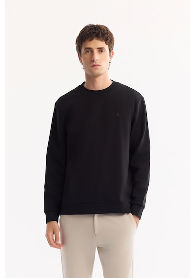 Avva Erkek Siyah Bisiklet Yaka Pamuklu Bi-stretch Regular Fit Sweatshirt A52y1271