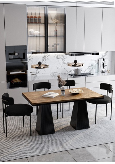 Avvio Venera Lake Mdf Ayak Teddy Sandalye 80x120 Yemek Masası Mutfak Masası 4 Kişilik Masa Sandalye Takım Akça