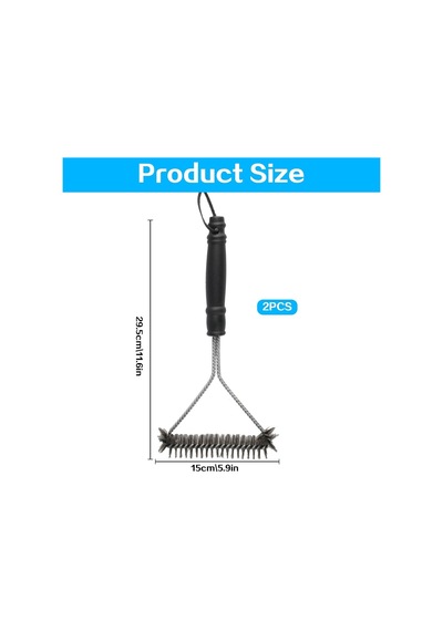 Bbtcxjs 2 Adet Izgara Fırçası, Izgara Fırçası, 30 Cm Paslanmaz Çelik Izgara Temizleme Fırçası, Üçgen 360