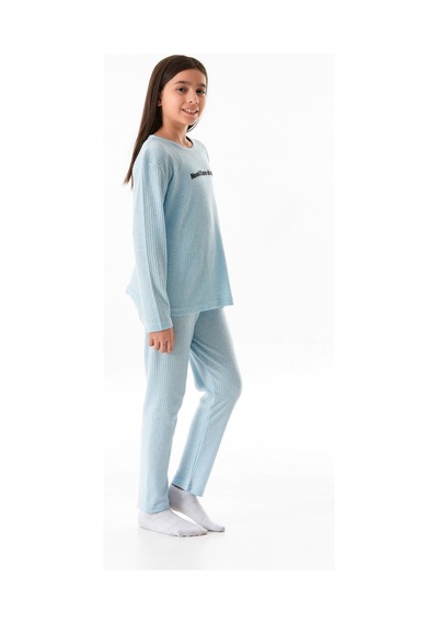Need More Slep Baskılı Kız Çocuk Pijama Takımı 25kcck726126245-açık Mavi Açık Mavi
