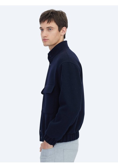 Kip Lacivert Comfort Fit Dik Yaka Casual Dokuma Mont Lacivert