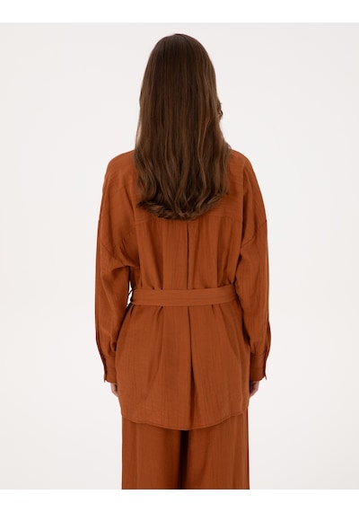 Pierre Cardin Kadın Tarçın Gömlek Desenli 50309964-vr191 Tarçın