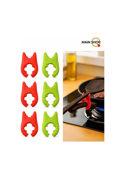 Mainshop 6 Adet Mutfak Tencere Kapağı Kaşık Tutucu Tava Tencere Kapağı Kaldırıcı M-50 Çok Renkli