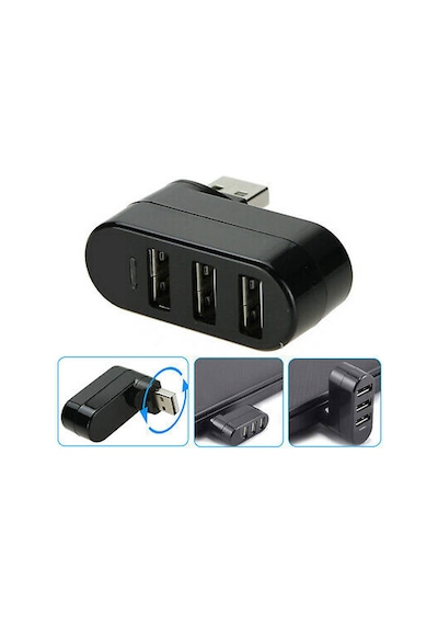 3 Port 180 Dirsek Usb Hub Çoğaltıcı Çoklayıcı Usb 2.0 Çoklama