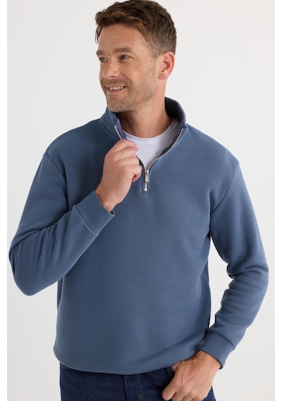 Tudors Unisex Relax Fit Rahat Kesim Pamuklu İçi Polarlı Yarım Fermuarlı Mavi Dik Yaka Sweatshirt-35174 Mavi Tudors Unisex Relax Fit Rahat Kesim Pamuklu İçi Polarlı Yarım Fermuarlı Mavi Dik Yaka Sweatshirt-35174 Mavi