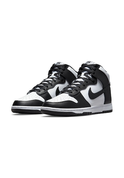 Nike Dunk Hıgh Retro Leather Unisex Shoes Hakiki Deri Günlük Spor Ayakkabı Beyaz Siyah Beyaz - Siyah
