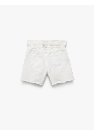 Koton Pamuklu Düğme Ve Cep Detaylı Basic Denim Şort Beyaz 5skg40039ad Beyaz